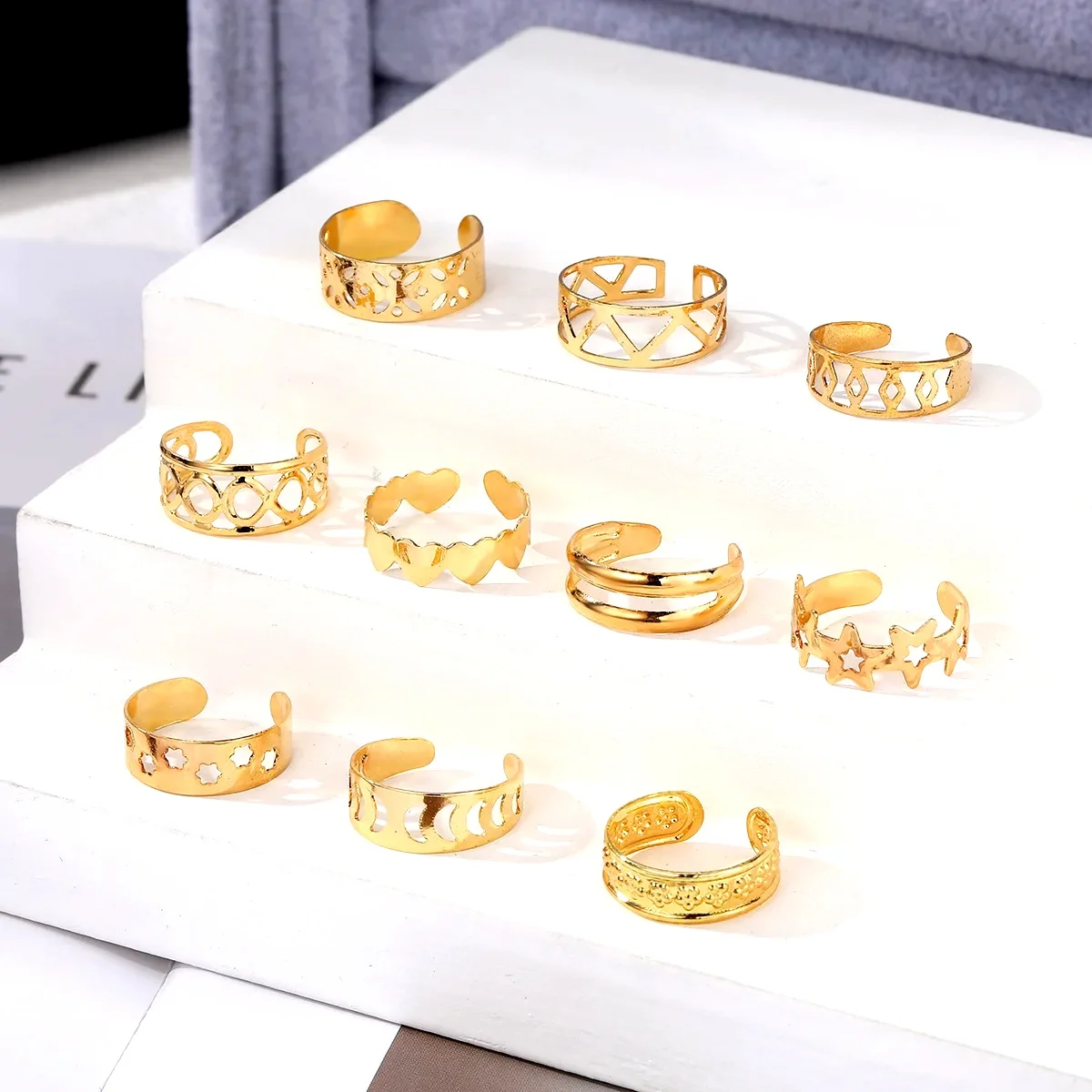 7/10/12Pcs Adjustable Toe Rings for Women Foot Ring Gold/Silver Color Metal Round Jewelry for Girl Summer Beach Barefeet Fashion view 6
