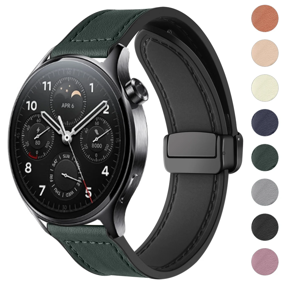 

22mm Band for Xiaomi Mi Watch S2 42MM 46MM / Color 2 Watch Strap Silicone Leather Watchband MI Watch S1 Active Magnetic Bracelet