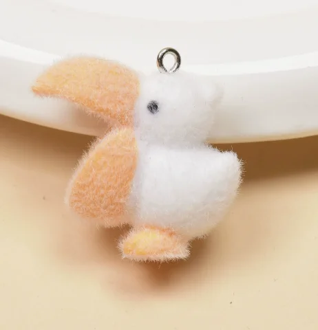 5pcs fluffy flocking cute resin 3D Animal cartoon Keychain Charms Pendants For DIY Earring Necklace Jewelry Making ﻿