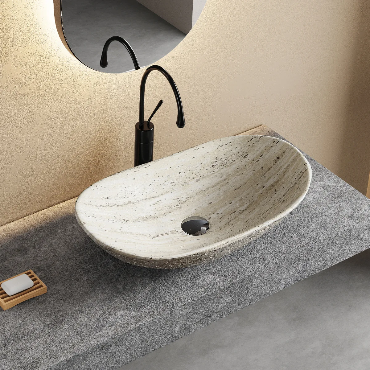 Modern design countertop artificial stone washbasin for hotels, 9L capacity, 3-year warranty, lucky injectory