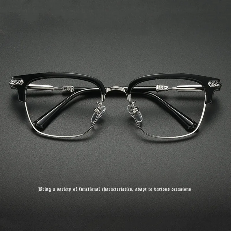 Fashion Metal Legs High-quality Brand Design Decoration Photochromic Eyeglass Vintage Prescription Square Men\'s Glasses Frame