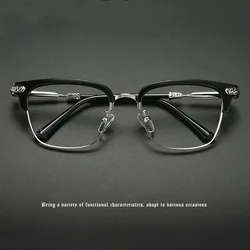 Fashion Metal Legs High-quality Brand Design Decoration Photochromic Eyeglass Vintage Prescription Square Men's Glasses Frame