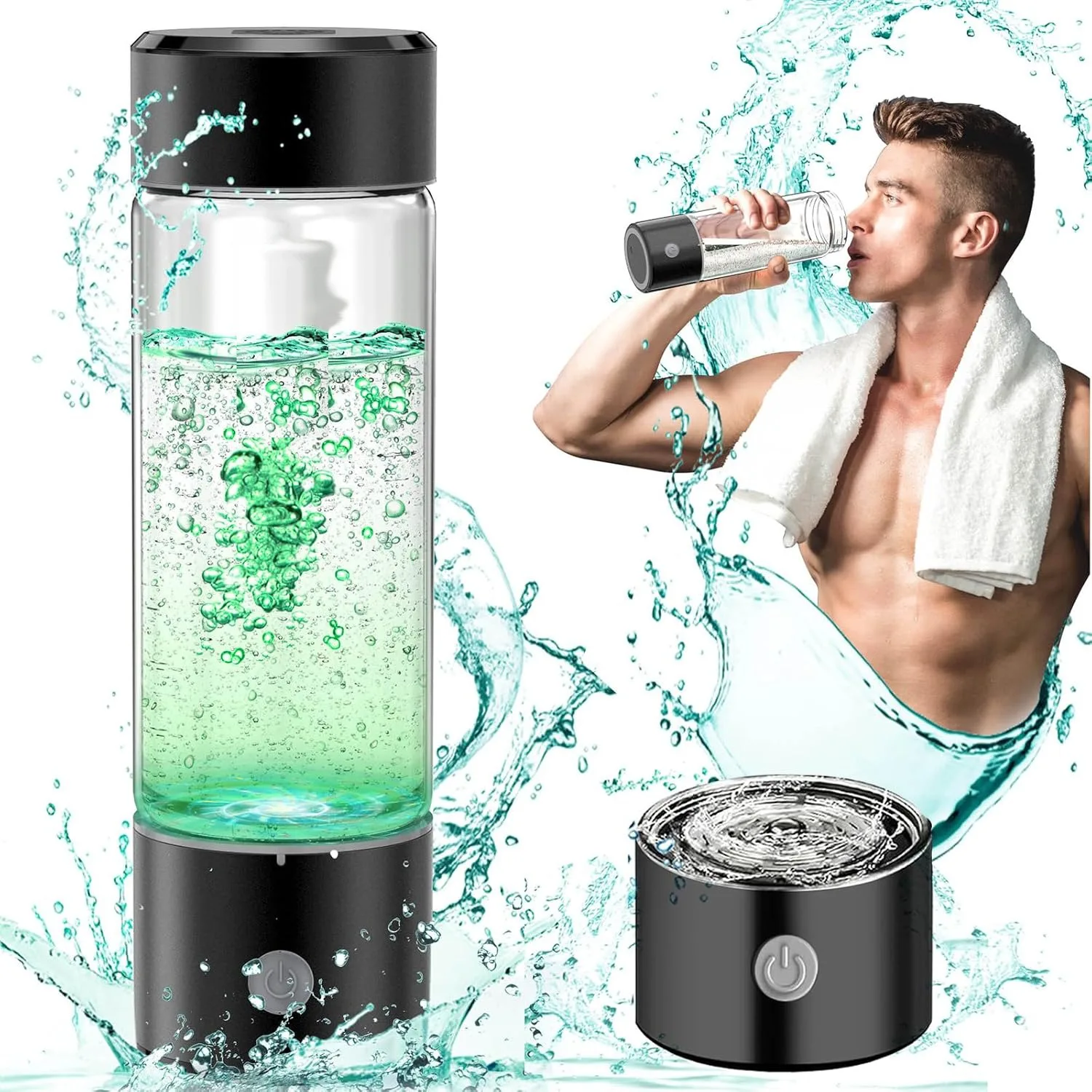Hydrogen Water Bottle,Portable Hydrogen Water Generator Machine, Improve Water in 3 Minutes Quick Electrolysis Suitable for Home
