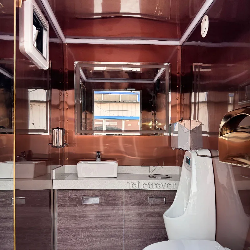 سعر المصنع مرحاض عام ودش مراحيض صغيرة محمولة حمام على الطراز الهندي على عجلات مقطورة #3