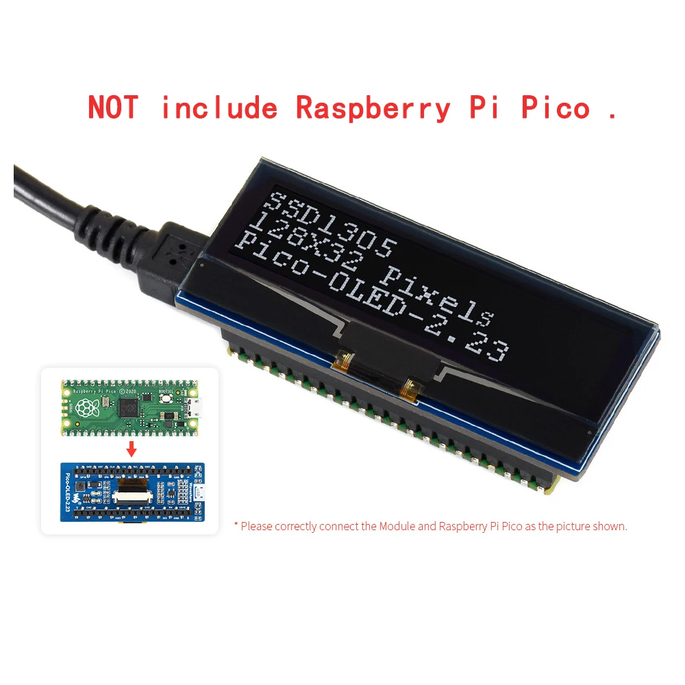 2.23inch OLED Display Screen HAT Kit for RasPi RPI Raspberry Pi Pico 2 W RP2040 Board Module Shield