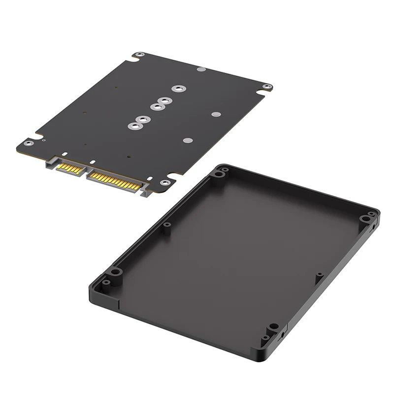 2 in 1 Combine SSD Adapter with Plastic Enclosure External SSD Case Box M.2 NGFF key B & mSATA to  2.5