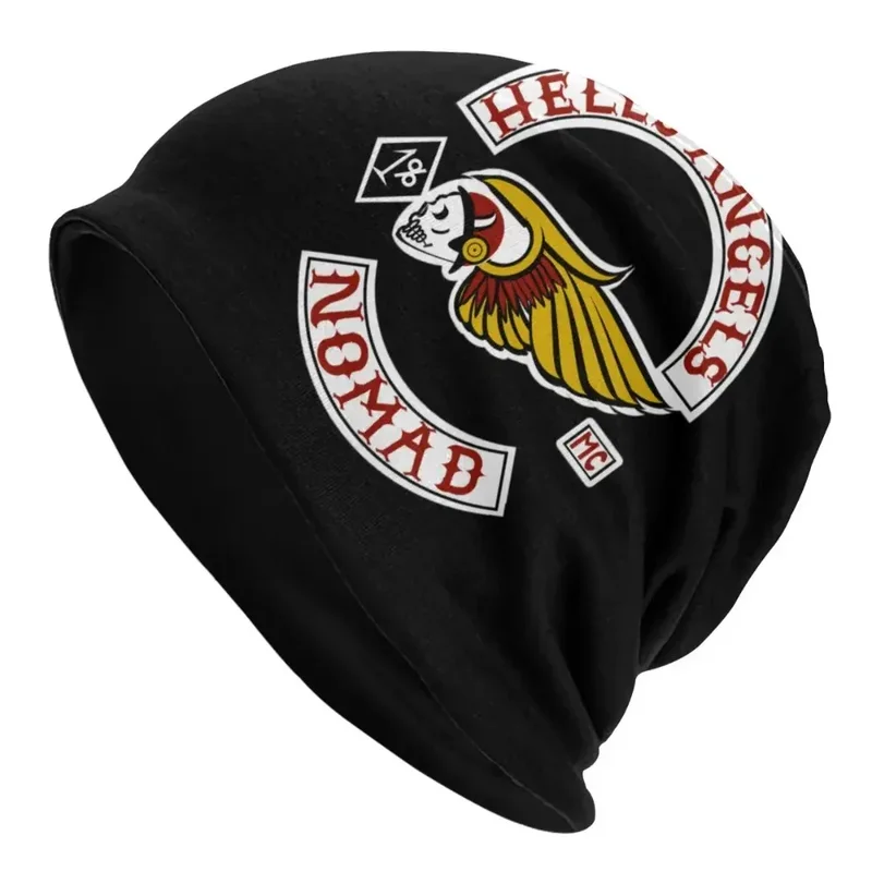 

Unisex Bonnet Winter Warm Knitting Hat Hells Angels Logo Hip Hop Beanies Caps Adult Motorcycle Club Beanie Hats Ski Cap