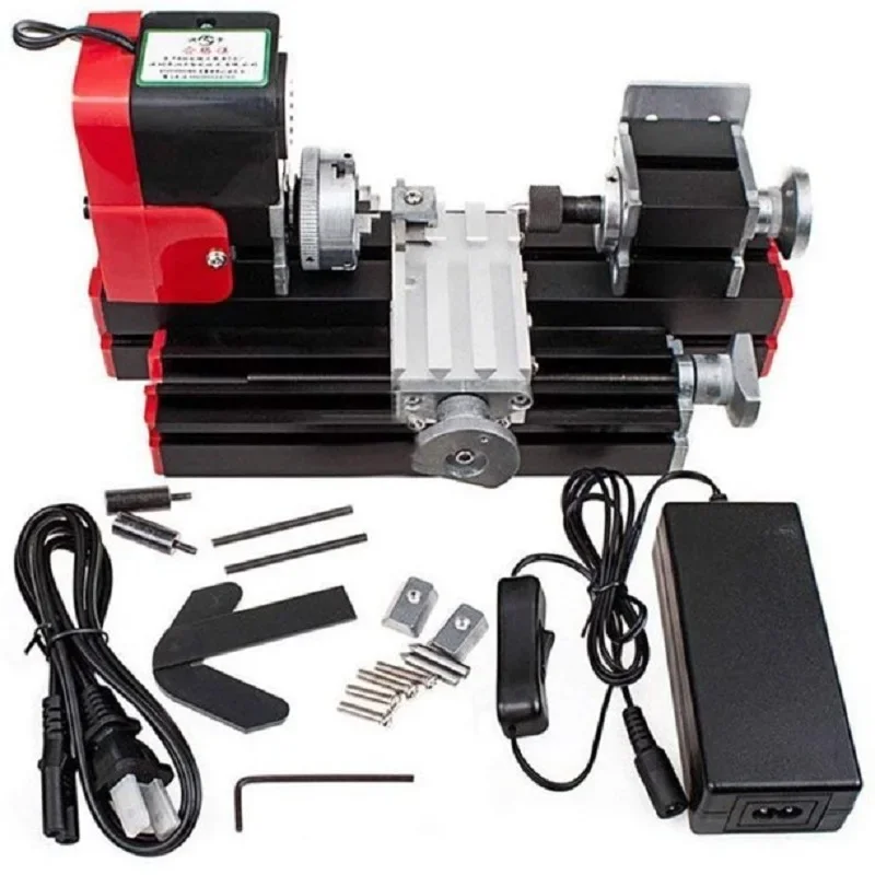 Mini Wood Lathe 12V DC 2A 24W Multi-purpose 20000rpm Metal Rotating Lathe Machine Woodworking Tool DIY Tool