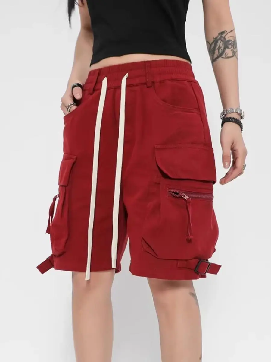 Women's Cargo Shorts Baggy Casual Big Pockets Wide Legs Half Pants Street Style Fashion Clothing Summer Plus Size