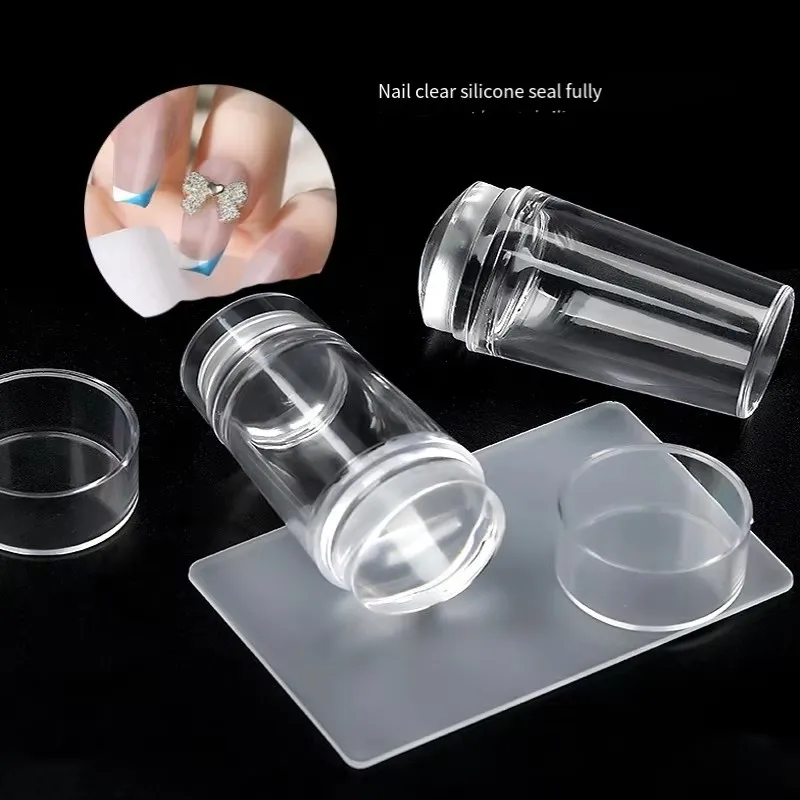 Transparent Nail Stamper with Scraper 2-Piece Set, Silicone Head Stamper for French Nail Printing, Nail Art Stamping Template, Nail Care Products image 2