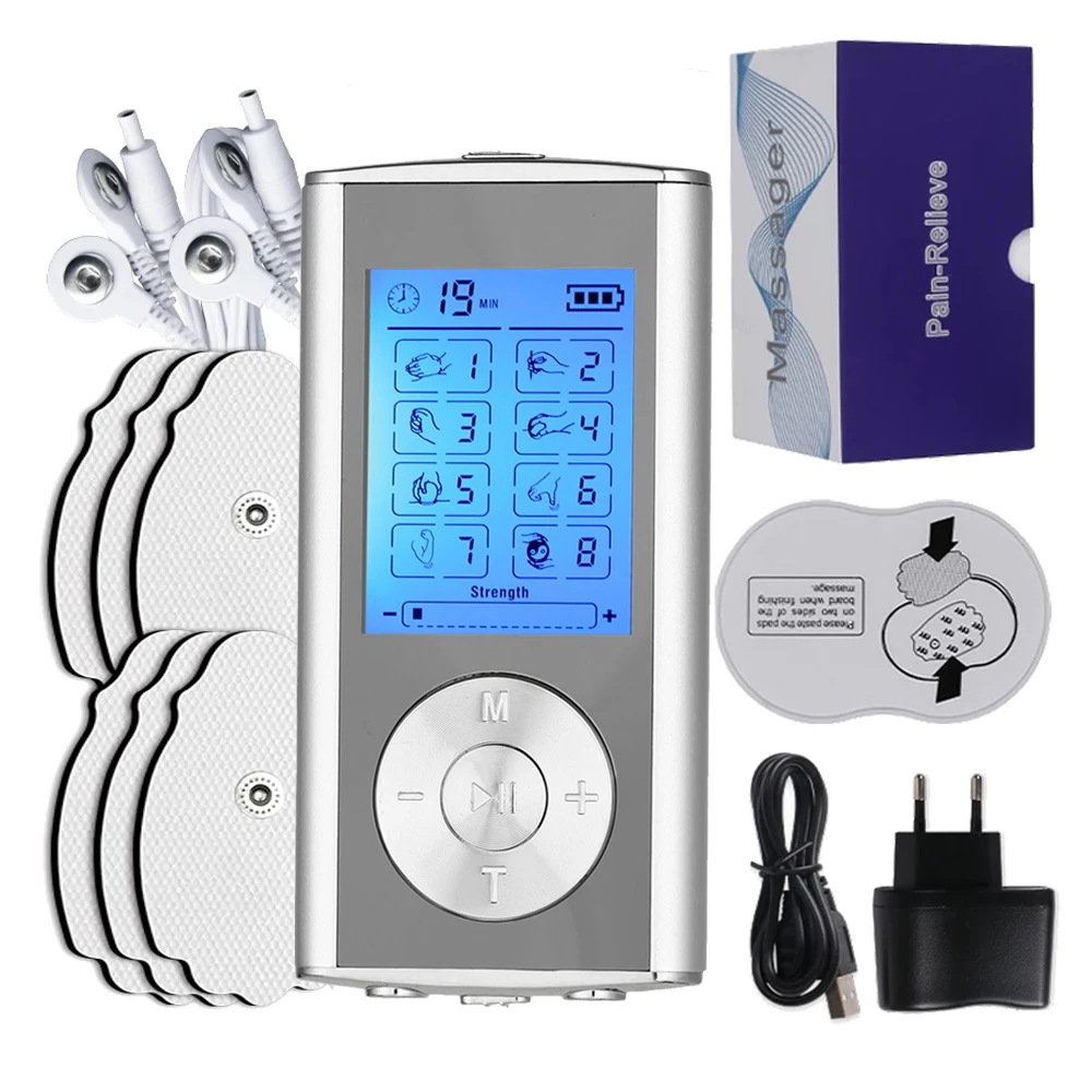 8 Modes Electric Muscle Stimulator Acupuncture Massage Digital Low Frequency Pulse Vibration Portable Shaping Deep Relax Muscle