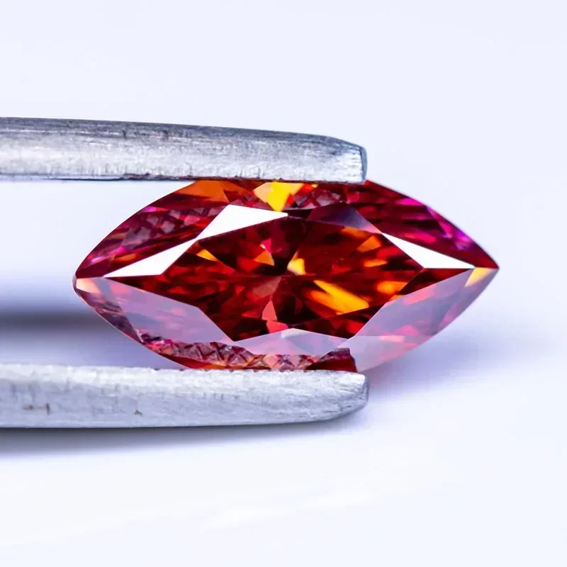Moissanite Watermelon Red Color Marquise Shape VVS1 with GRA Certificate Beads for DIY Charms Jewelry Making Necklace Materials