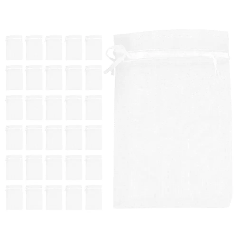 

50pcs Gift 8x10CM White Organza Drawstring Bags for Jewelry Party Jewelry Pouch Wedding Birthday Candy Treat Packaging