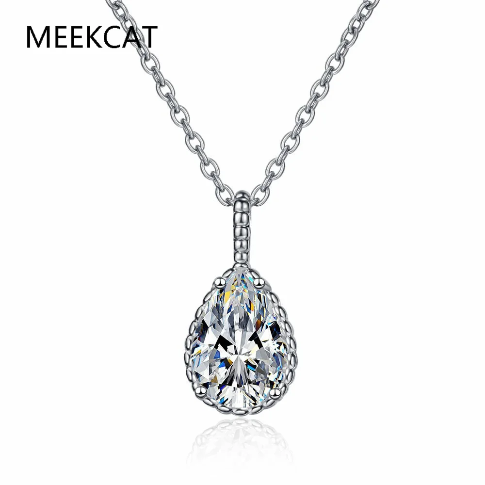 1CT 2CT Pear Cut D VVS1 Moissanite Waterdrop Pendant Necklace for Women Sparkling Simulated Diamond 925 Sterling Silver Jewelry