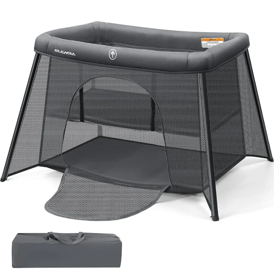 

2 in 1 Baby Travel Crib Easy-Set Up Portable Crib with Comfortable Mattress and Lightwght-Foldable Crib with Long-Lasting Playa