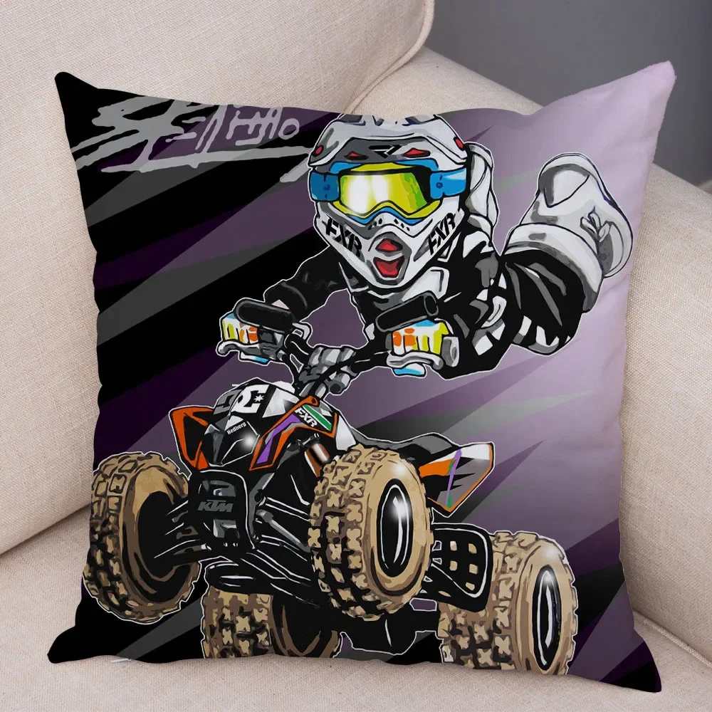 Extreme Sports Cushion Cover Decorative Cartoon Motorcycle Pillowcase Polyester Color Mobile Bicycle  Sofa Home Car