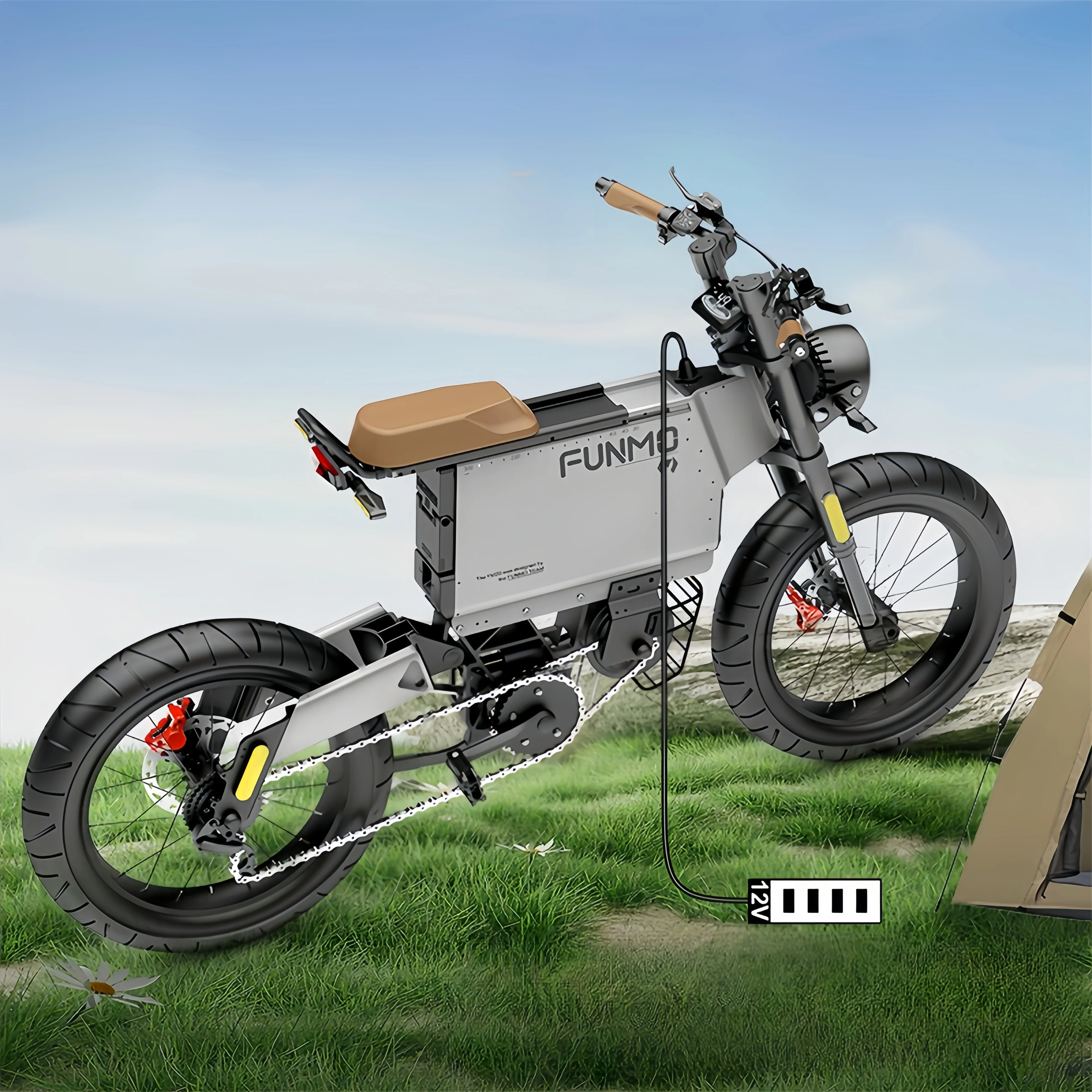 

FUNMO X5 Plus e bike 1000W 48V 25AH adult off-road electric bike 20 inch mountain motorcycle camping electric bike