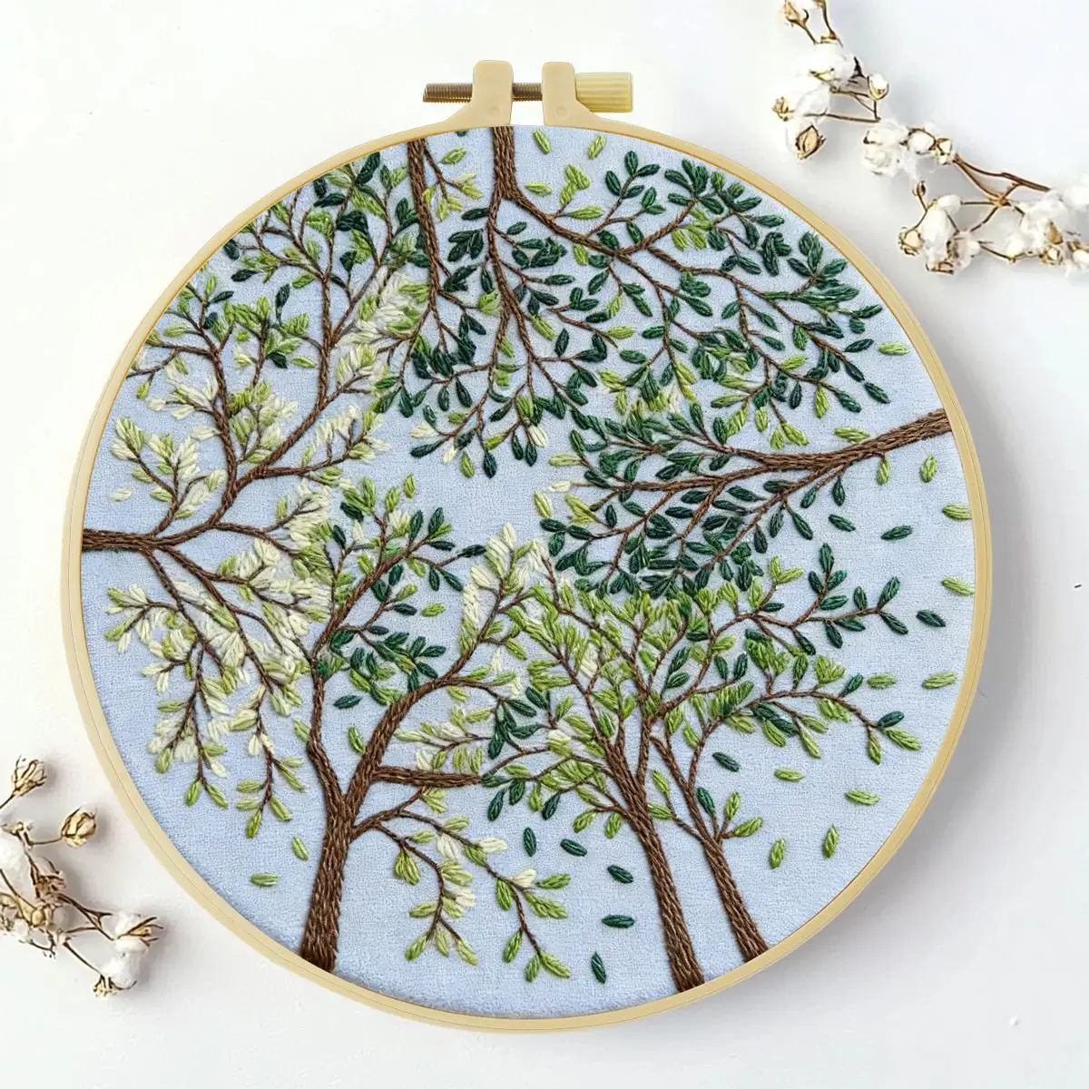 1 Stück 20X20CM/15X15CM 7,87/6,3 Zoll Baum-Stickerei-Starter-Kit DIY-Kit DIY-Stickerei-Set Handarbeiten Nadelkunst Malerei – Detail 1