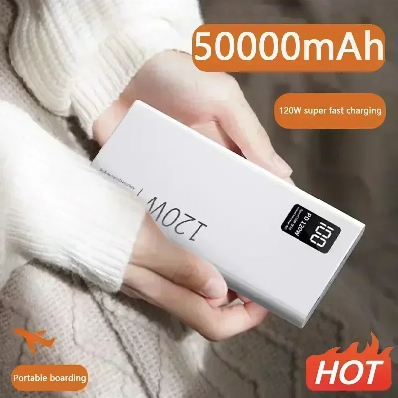 大容量パワーバンク,50000mAh,急速充電,ポータブルバッテリー充電器,iPhone, Samsung, Huawei用,120W