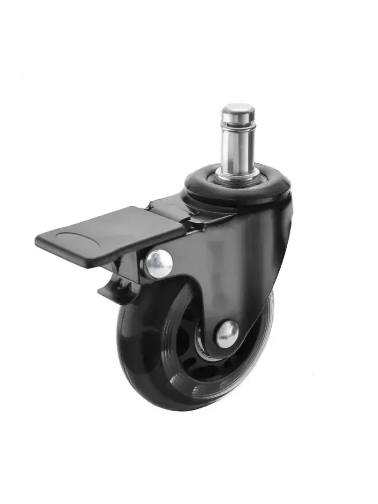 5 Pcs/Lot 2.5 Inch Black M11 Pu Transparent Wheel 11mm Office Chair Universal Brake Furniture Caster