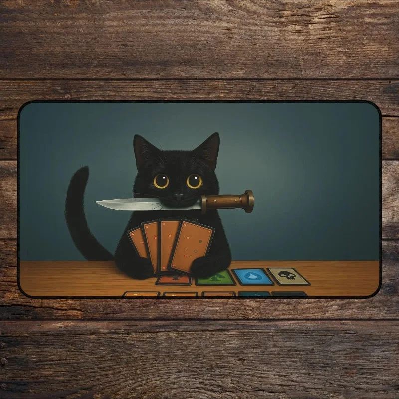 Black Cat Rogue TCG Playmat Funny Assassin TCG Playmate |Deskmat and Mousepad | Accessories for Proxy desk accessories