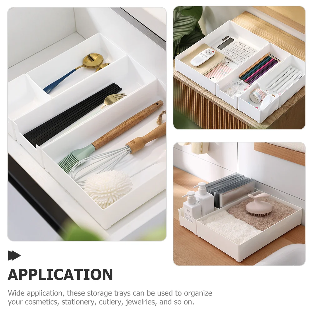 

4 Pcs Office Desk Drawer Organiser Storage Box Set Cutlery Organizer Organizers Dividers Pp Tray
