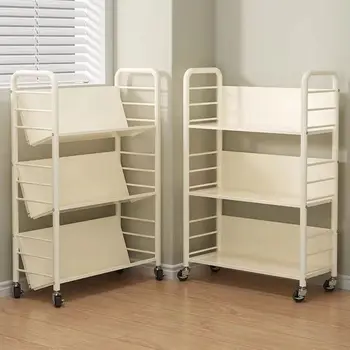 바퀴가 달린 소형 휴대용 책장, 책장 바닥부터 천장까지 선반, 간단한 가정용 트롤리, 스낵 보관 랙