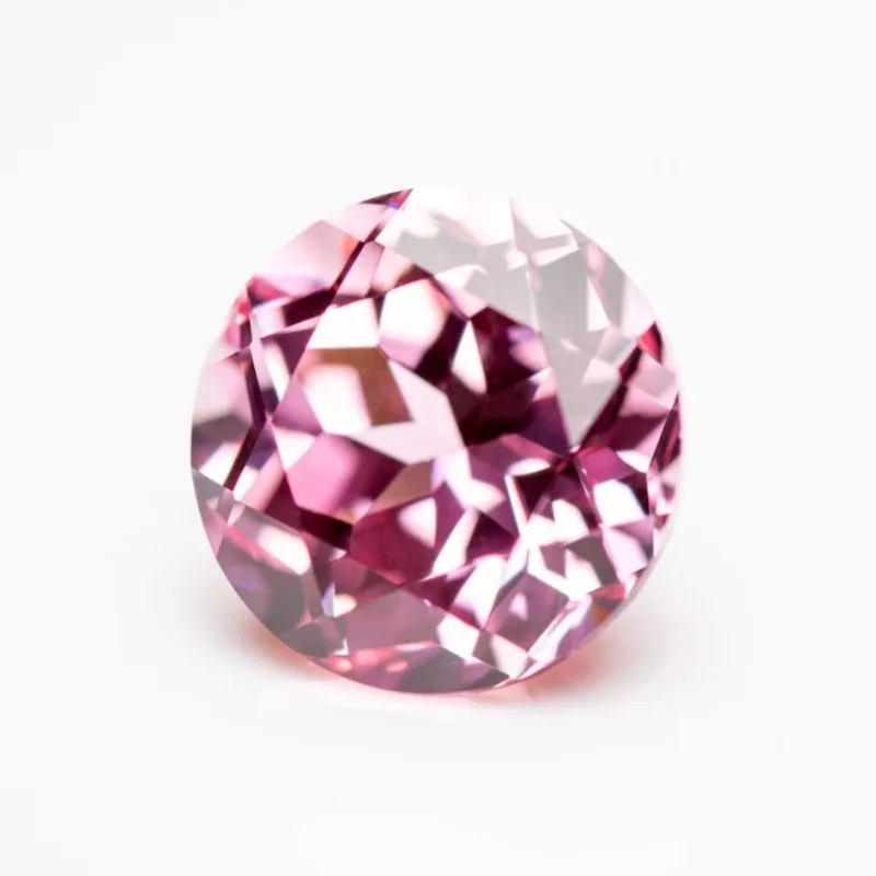 Lab Grown Sapphire Sunrise Pink Color Round Shaped Gemstone Beads for Charms Diy Jewelry Making Selectable AGL Certificate