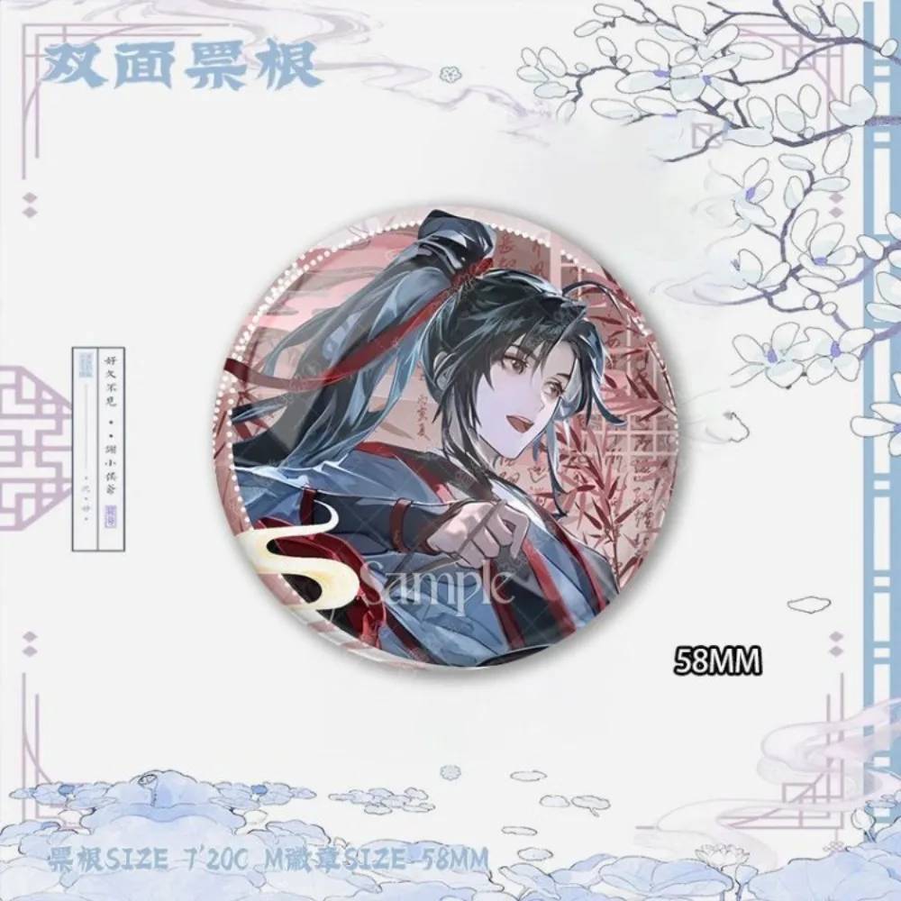 Anime Grandmaster of Demonic Cultivation Wei Wuxian Lan Wangji Tinplate Badge Brooch Pin Cosplay Backpack Jewelry Decoration