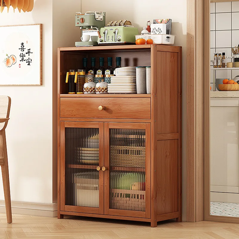 

Solid wood dining side cabinet Floor-to-ceiling household rack Integrated storage against the wall Kitchen