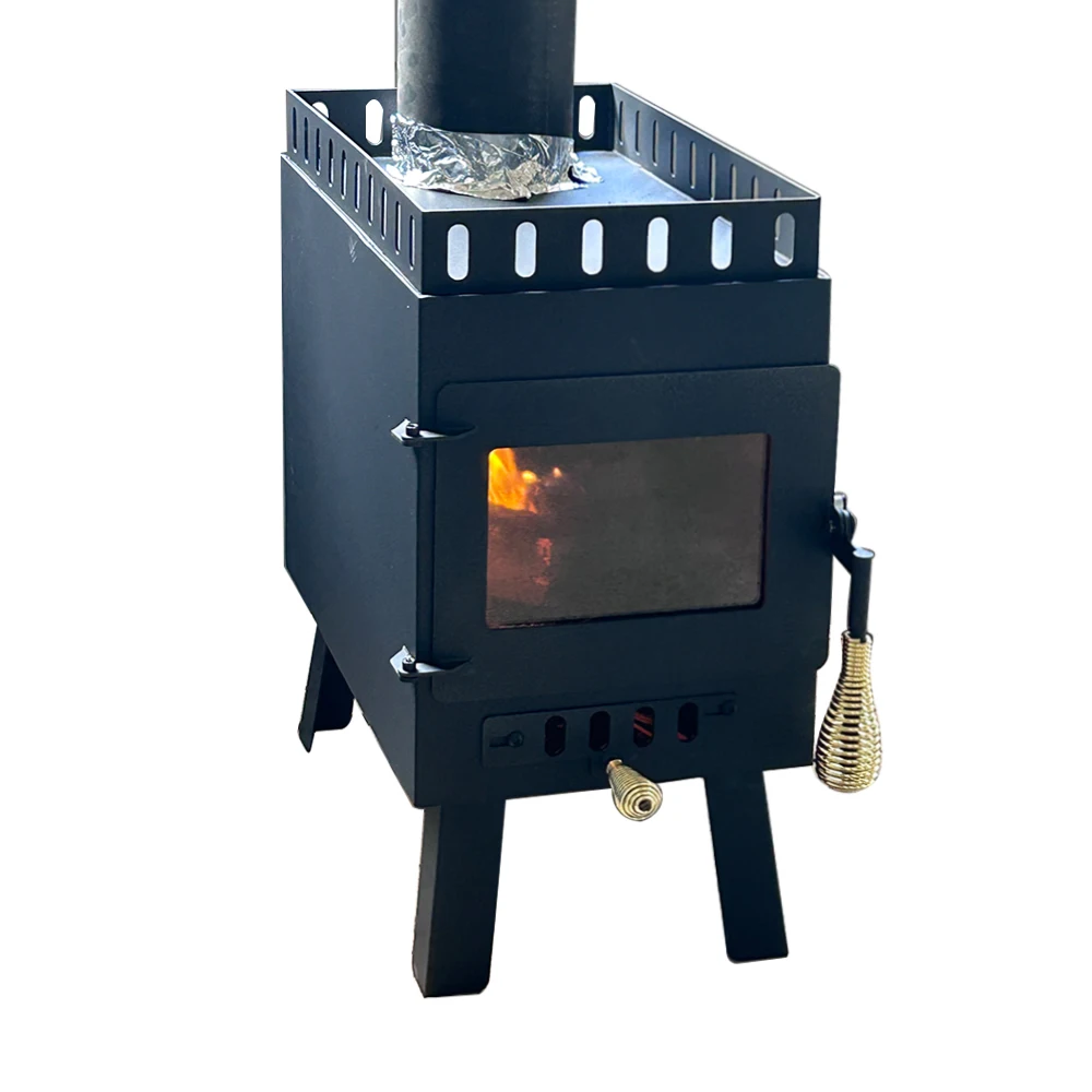 

Luxurious and practicalRS01 Portable Sauna Wood Stove with 2" Hot Rocks Holder Black Steel Tiny Sauna Tent Stove Wood Stove