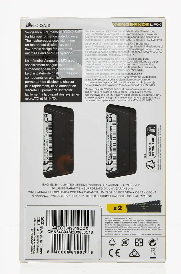 Corsair Vengeance LPX 32GB (2x8GB) DDR4 DRAM 3200MHz/3600MHz