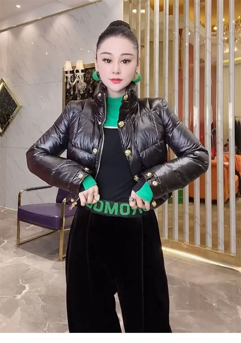 Korean Down Cotton Jacket Women 2025 New Winter Loose Stand-up Collar Casual Short Waterproof Parka Outwear Ladies Warm Overcoat