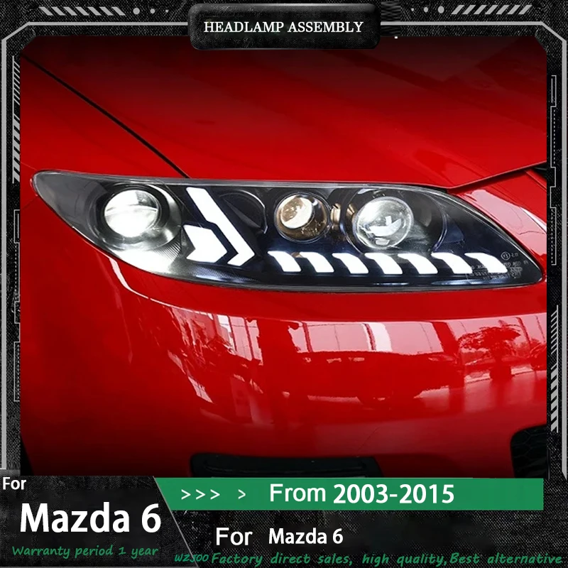 

Модель автомобиля, детали головного света для Mazda 6 Mazda6 Atenza 2003 2004 2005 2006-2015, модифицированные светодиодные лампы, фары DRL, двойной проектор