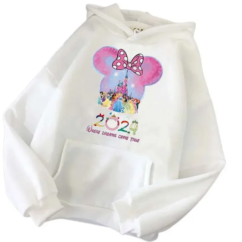 Disney 2024 Family Vacation Hoodies Fashion Disneyland Trip Women\'s Casual Pullover Autumn Harajuku Streetwear Sweatshirt Tops