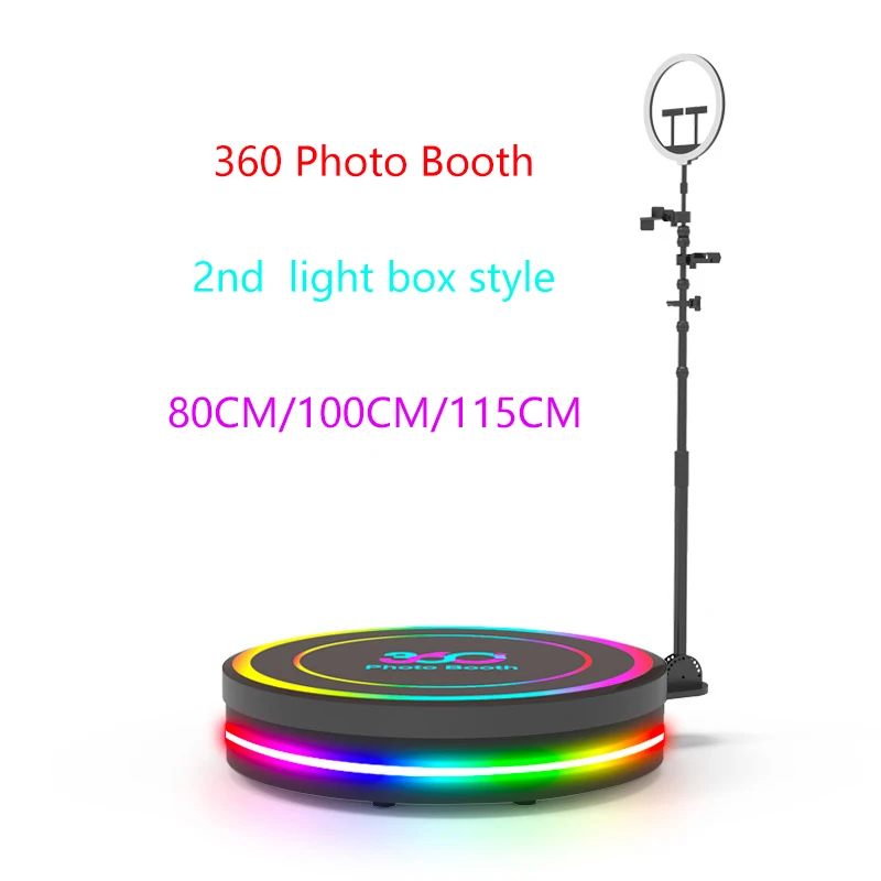 360 Photo Booth Automatic Spinning Camera Selfie 3-6 People 80-115cm 2nd  light box style Led Machine Portable Flexible