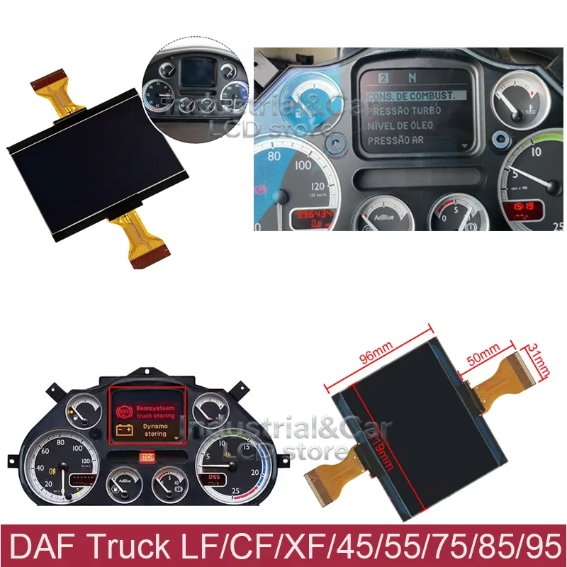 LCD For 2001-2019 DAF Truck LF/CF/XF 45/55/75/85/95/105 5010595267 155400001000 1372055 Dashboard LCD Screen Instrument Cluster view 3