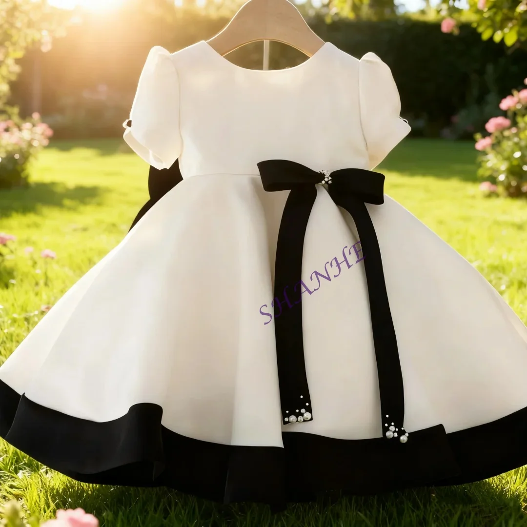 

Детское пышное роскошное вечернее бальное платье, платье для дня рождения для девочек с жемчугом и кружевом, свадебные вечеринки, детская форма по индивидуальному заказу