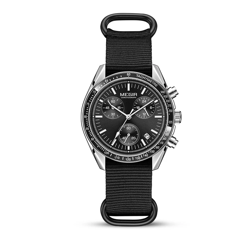 

Men Chronograph Quartz Watch Waterproof Woven Canvas Strap Luxury Multifunctional Timing Accessory For Daily Outdoor Use