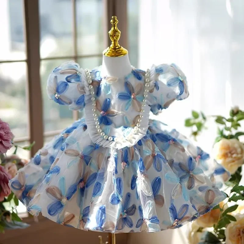 

High-End Children's Evening Gown Host Piano Performance Wedding Birthday Party Girls Dresses A4325 Vestidos Bridesmaid Dresses