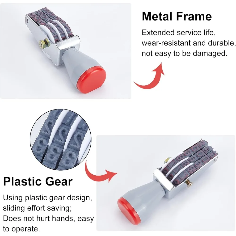 2 Pcs Rubber Number Roller Stamps 3 Digits Adjustable Personalized Symbol Stamps Date Stamp Rolling Wheel Stamp Multi-Function