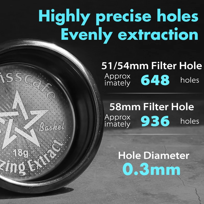 AliKisscafe 51mm 54mm 58mm Espresso Portafilter Basket Precision for Delonghi Breville Hibrew Coffee Accessories Barista Tools