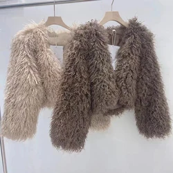 Autumn New Fashionable Tassel Fur Splicing Soft Jacket Stylish Versatile Niche Fur Short Jacket for Women's Open Stitch Fur Coat