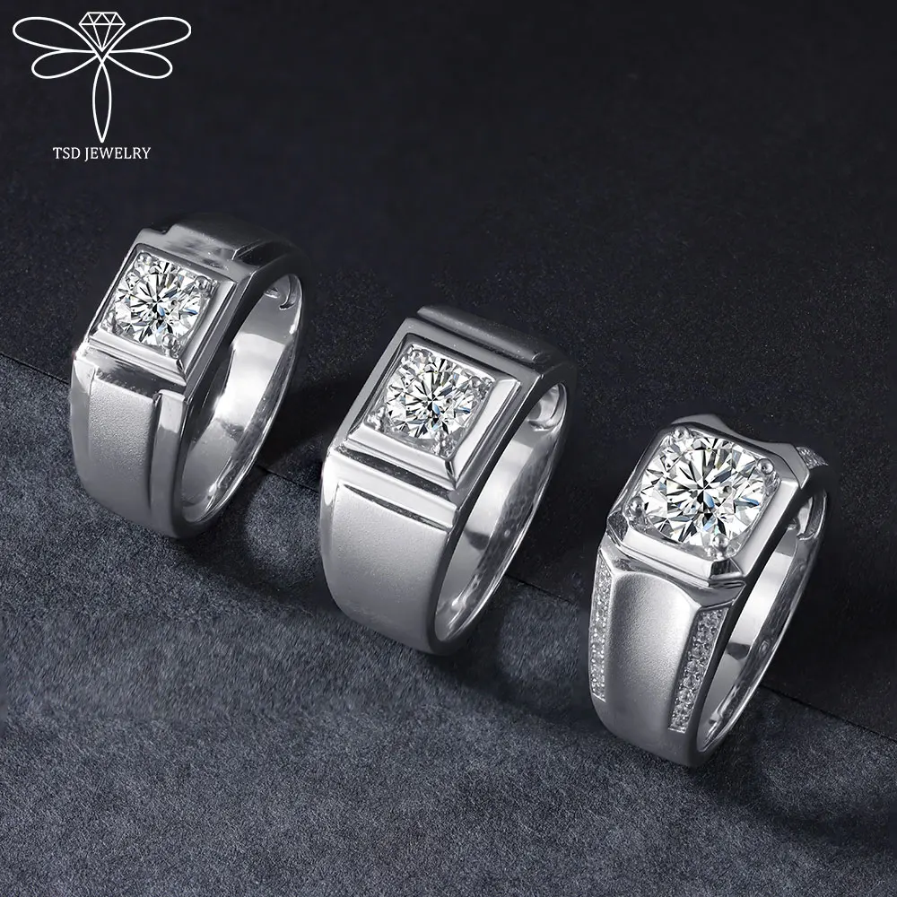 

1 карат Мужское кольцо из стерлингового серебра 925 пробы с лабораторным бриллиантом D Цвет Муассанит Обручальное кольцо Хип-хоп Свадебная вечеринка Мужские ювелирные изделия