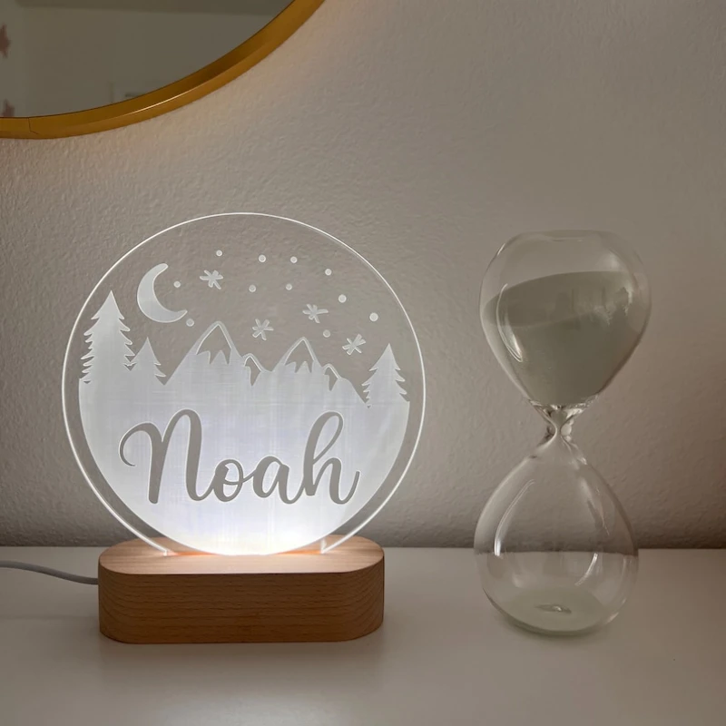 Berge benutzer definierte Name Licht personal isierte Schlafzimmer führte Wolke Dekor Zeichen USB Nachtlicht Tochter Sohn Junge Mädchen 3D Lampe Geschenk