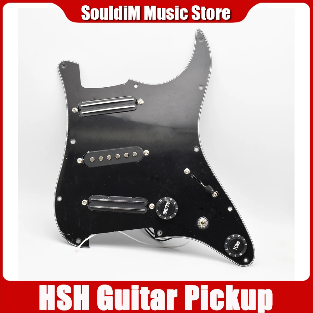 

Electric Guitar Pickguard 11 Hole Hsh Pickups Pre Wired Single-Coil Double Coil Humbucker with Single Cut for ST guitar