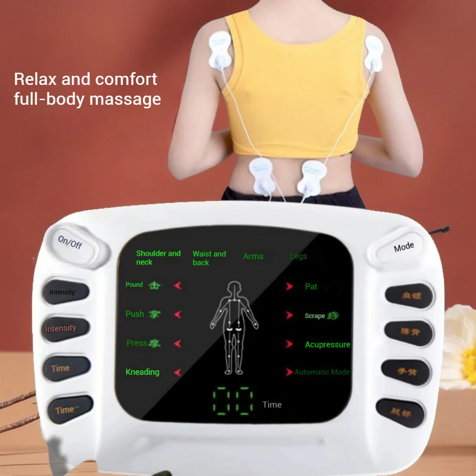 EMS Machine Electric Physiotherapy Tens Body Electrical 8 pads Muscle Stimulator Pulse Acupuncture Back Neck Slipper Massage