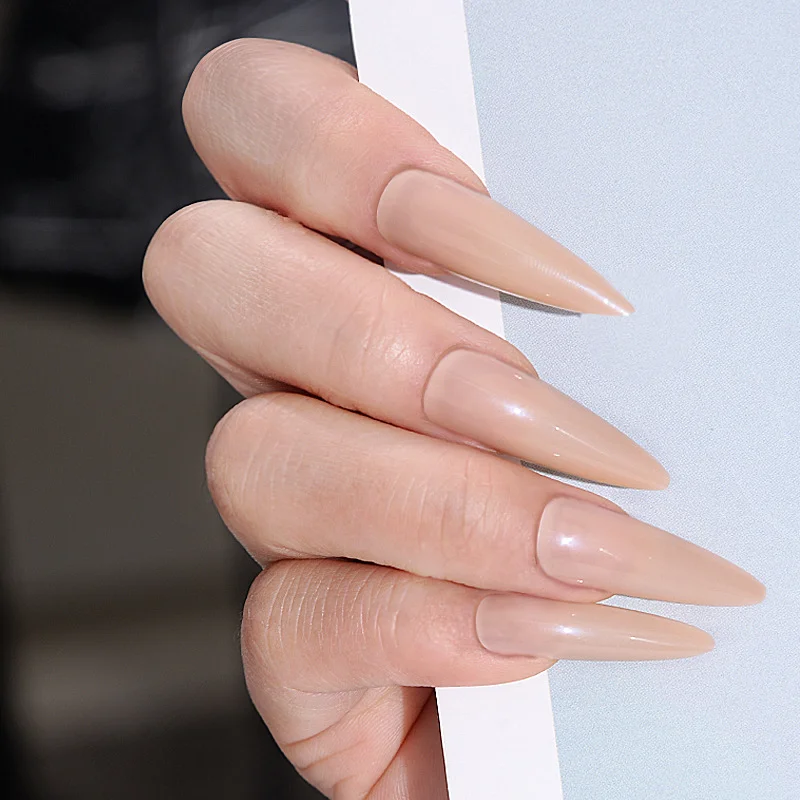 Multi Colored Solid Color Handmade Press on Nails Wearable Nail Kit with Simple Square Almond Shaped Nail Strap False Nails 