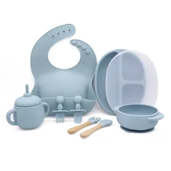 Filles à ventouse en silicone étanche pour bébé, vaisselle, cuillère, bavoir, tasse, crabe, alimentation, enfants, 8 pièces