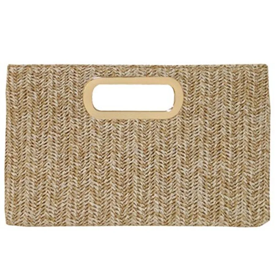 Top Handle Straw Clutch